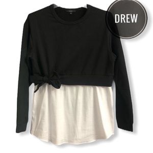 Anthro x Drew Layered Poplin Blouse with Waist Tie